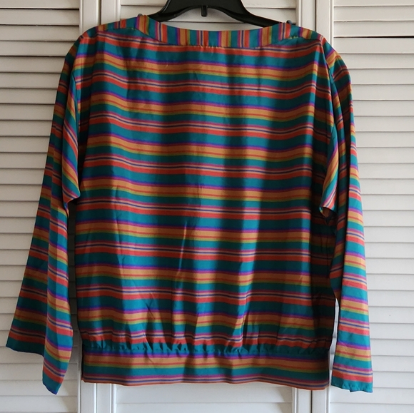 Vintage Liz Claiborne Boat Neck Striped Blouse and Skirt Set - Picture 4 of 16